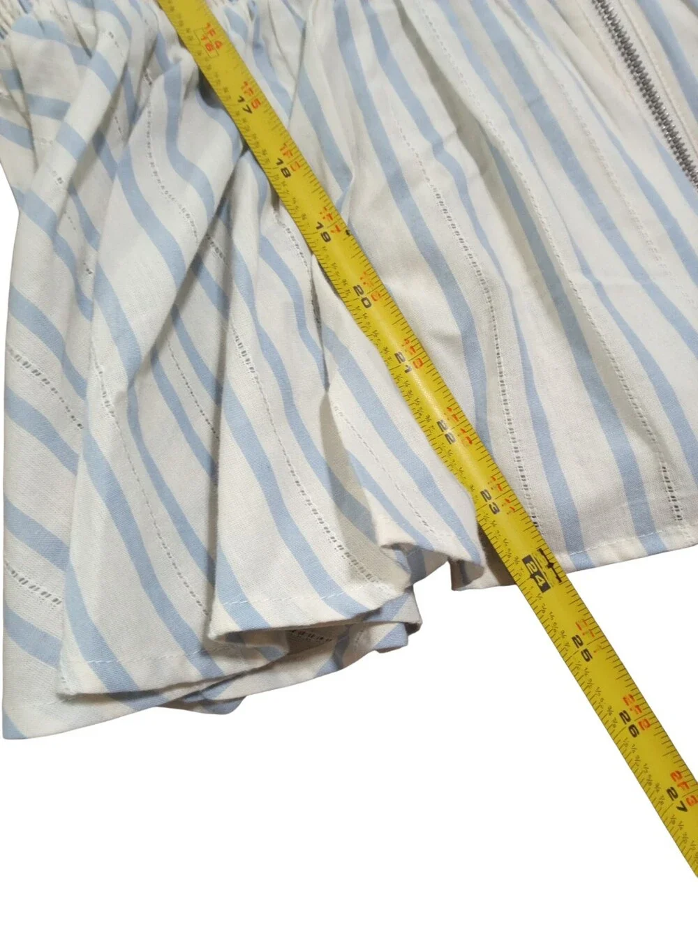 Anthropologie The Tommie Striped Zip Front Peplum Blouse Coastal Cottagecore L